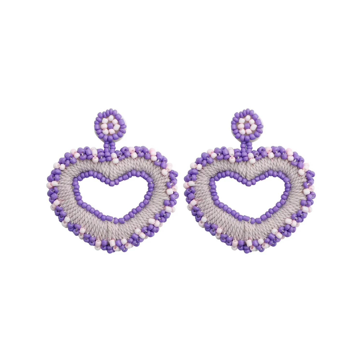 Wholesale Valentine's Day Handwoven Rice Beads Creative Bohemian Heart Shape Earrings