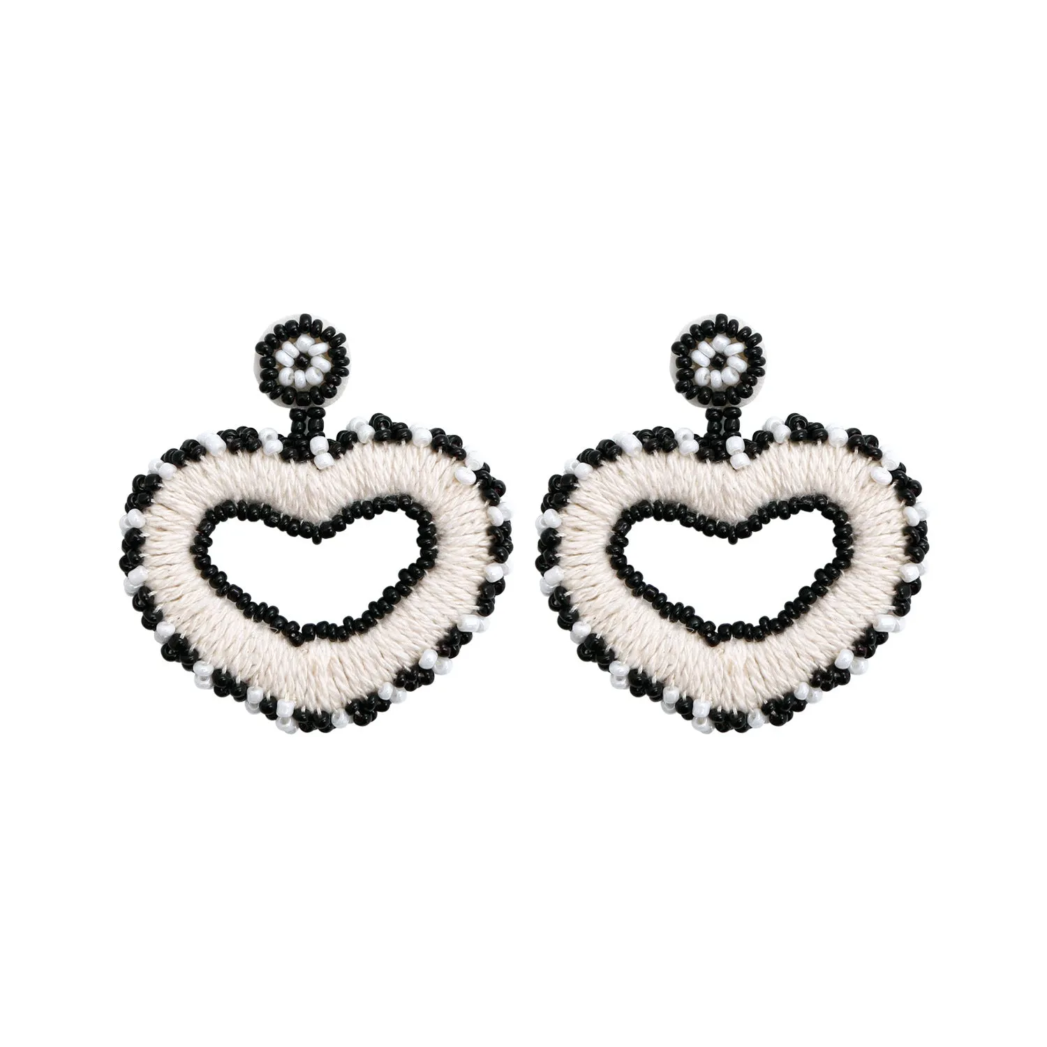 Wholesale Valentine's Day Handwoven Rice Beads Creative Bohemian Heart Shape Earrings