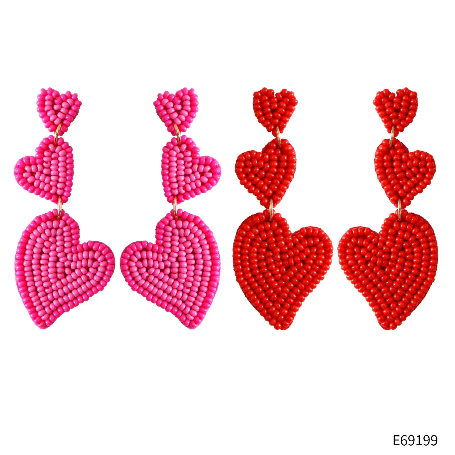 Wholesale Valentine's Day Handwoven Rice Beads Love Earrings