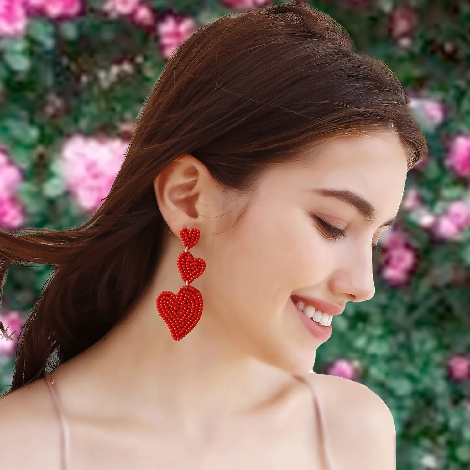 Wholesale Valentine's Day Handwoven Rice Beads Love Earrings