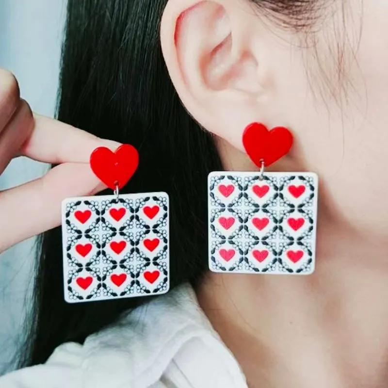 Wholesale Valentine's Day Heart Acrylic Earrings