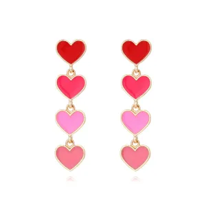 Wholesale Valentine's Day Heart Gradual Pink Alloy Earrings