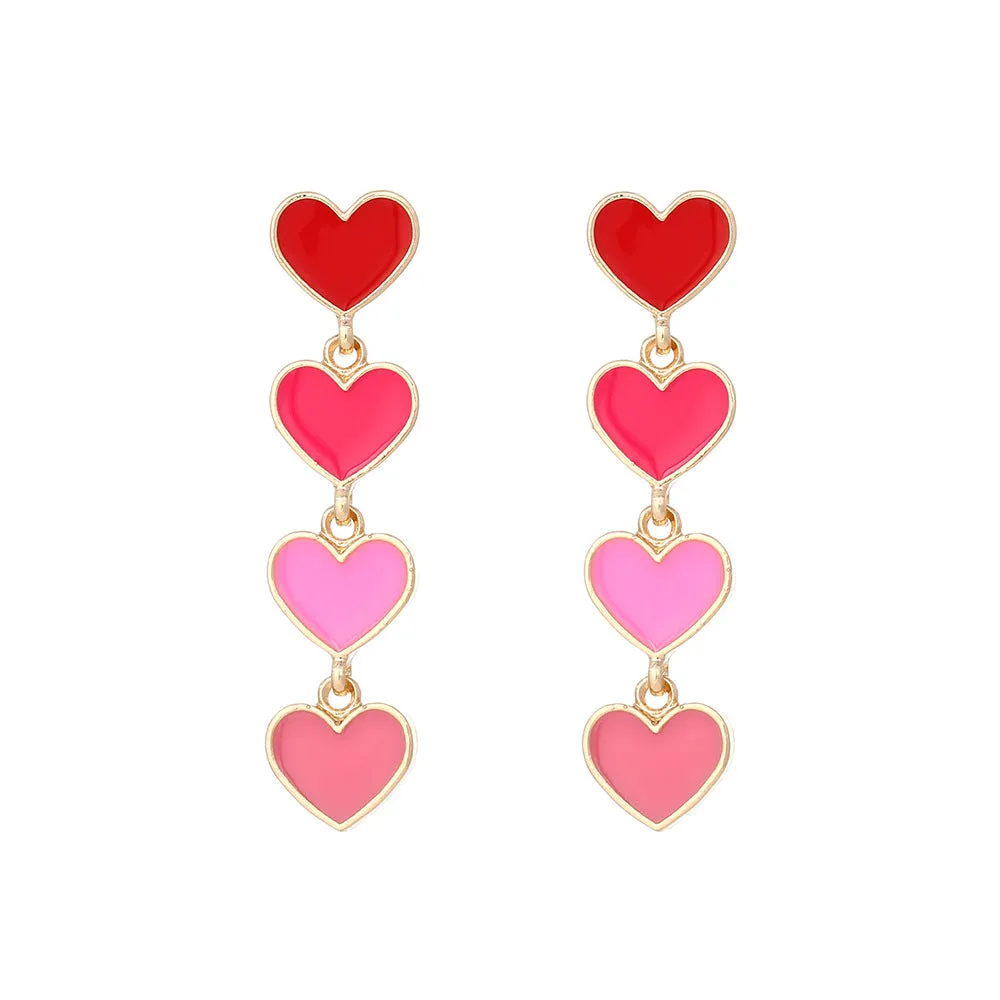 Wholesale Valentine's Day Heart Gradual Pink Alloy Earrings