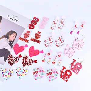 Wholesale Valentine's Day Heart Letter Love Heart Shape Red Pink Earrings
