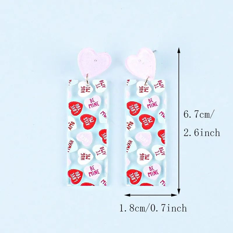 Wholesale Valentine's Day Heart Letter Love Heart Shape Red Pink Earrings