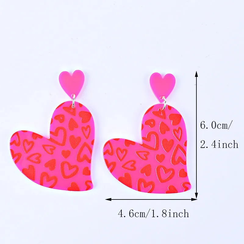 Wholesale Valentine's Day Heart Letter Love Heart Shape Red Pink Earrings