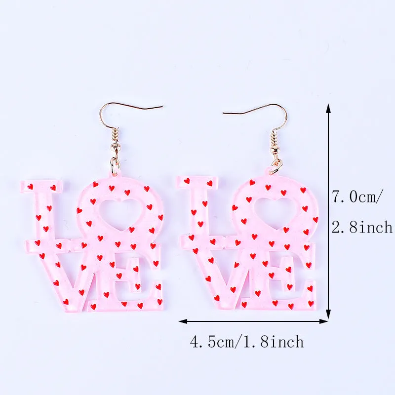 Wholesale Valentine's Day Heart Letter Love Heart Shape Red Pink Earrings