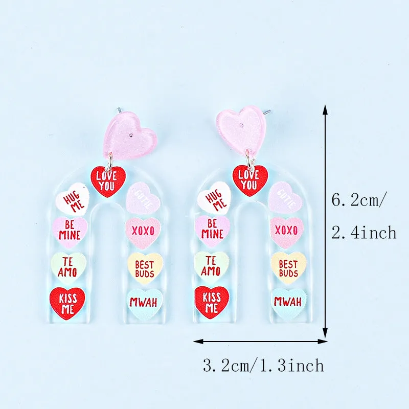 Wholesale Valentine's Day Heart Letters Rectangular Heart Earrings