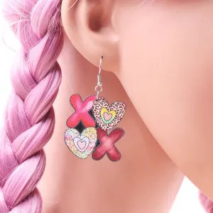 Wholesale Valentine's Day Heart Letters XOXO Acrylic Earrings