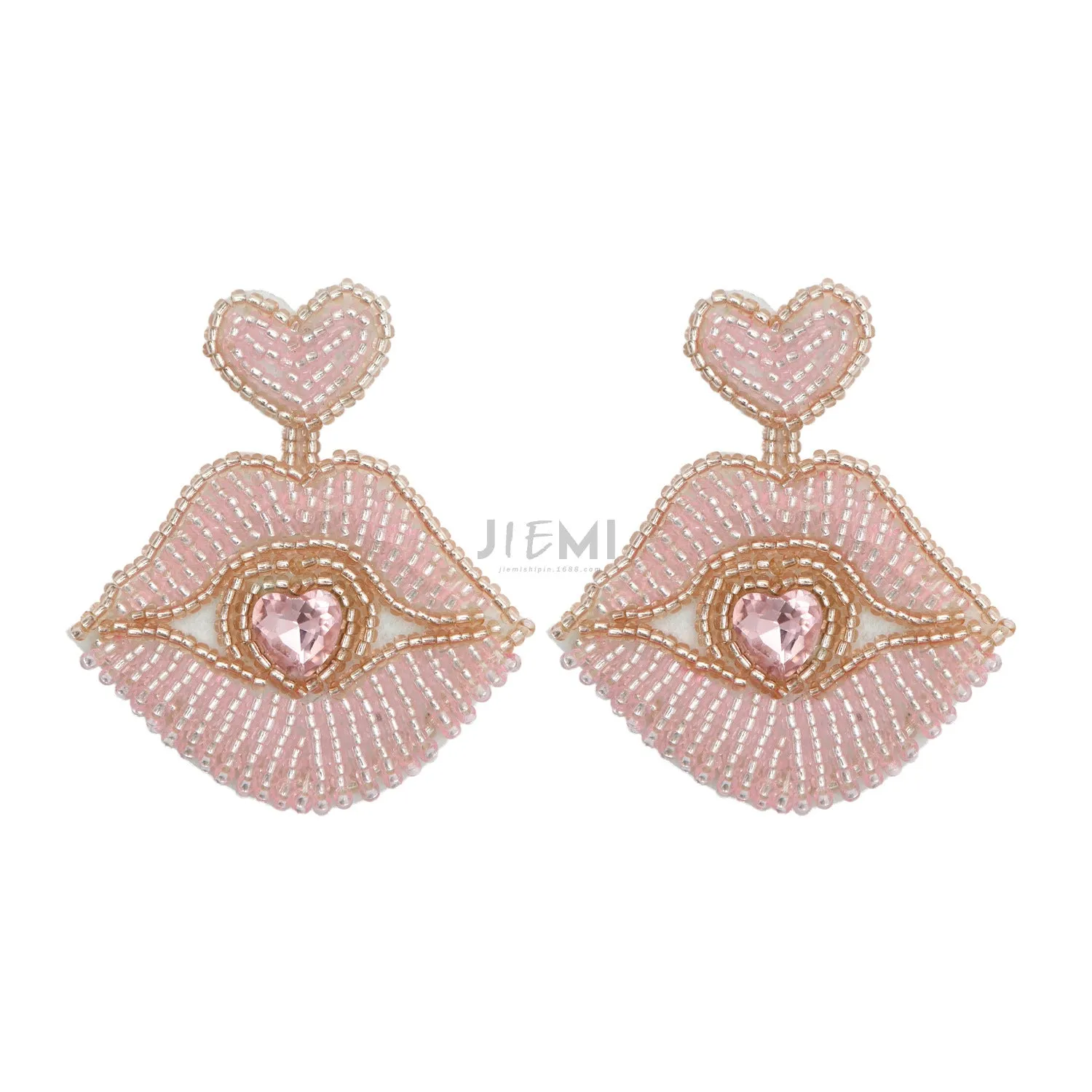 Wholesale Valentine's Day Kiss Lips Rice Beads Earrings