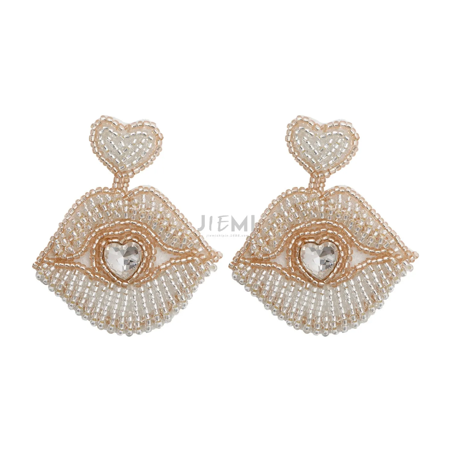 Wholesale Valentine's Day Kiss Lips Rice Beads Earrings