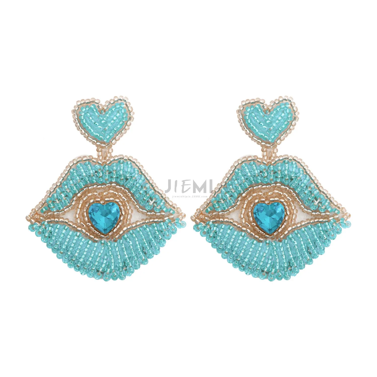 Wholesale Valentine's Day Kiss Lips Rice Beads Earrings
