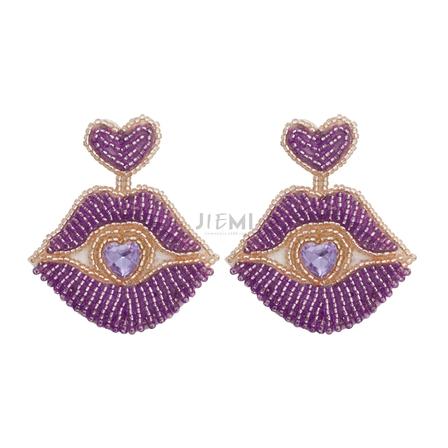 Wholesale Valentine's Day Kiss Lips Rice Beads Earrings