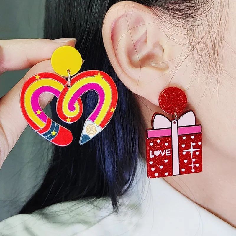 Wholesale Valentine's Day Leather Jacket Acrylic Earrings