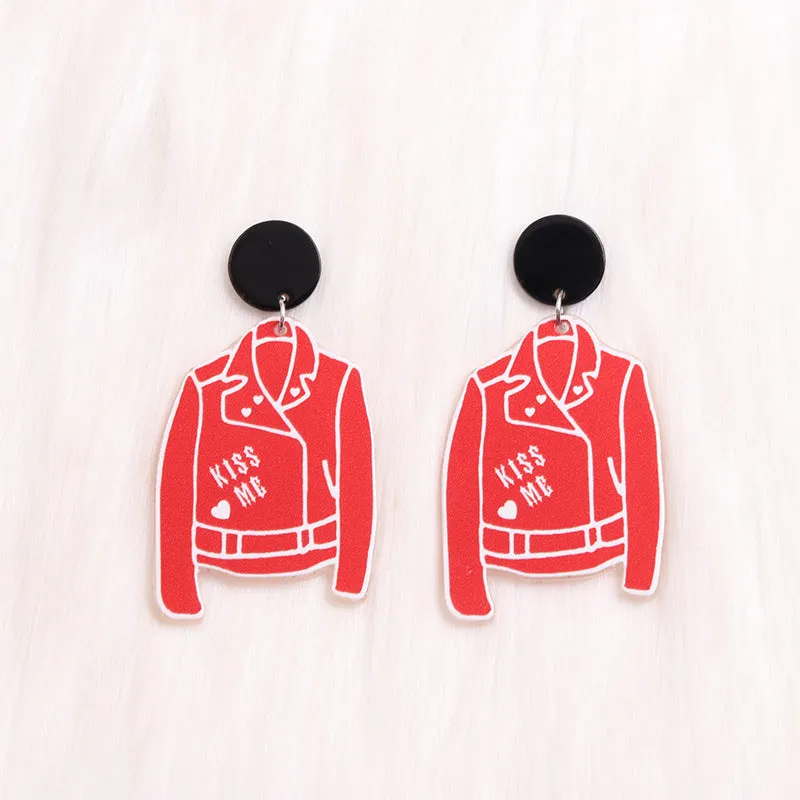 Wholesale Valentine's Day Leather Jacket Acrylic Earrings