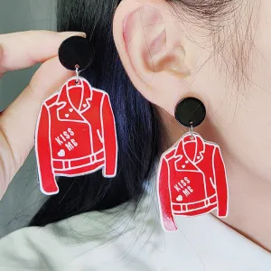 Wholesale Valentine's Day Leather Jacket Acrylic Earrings