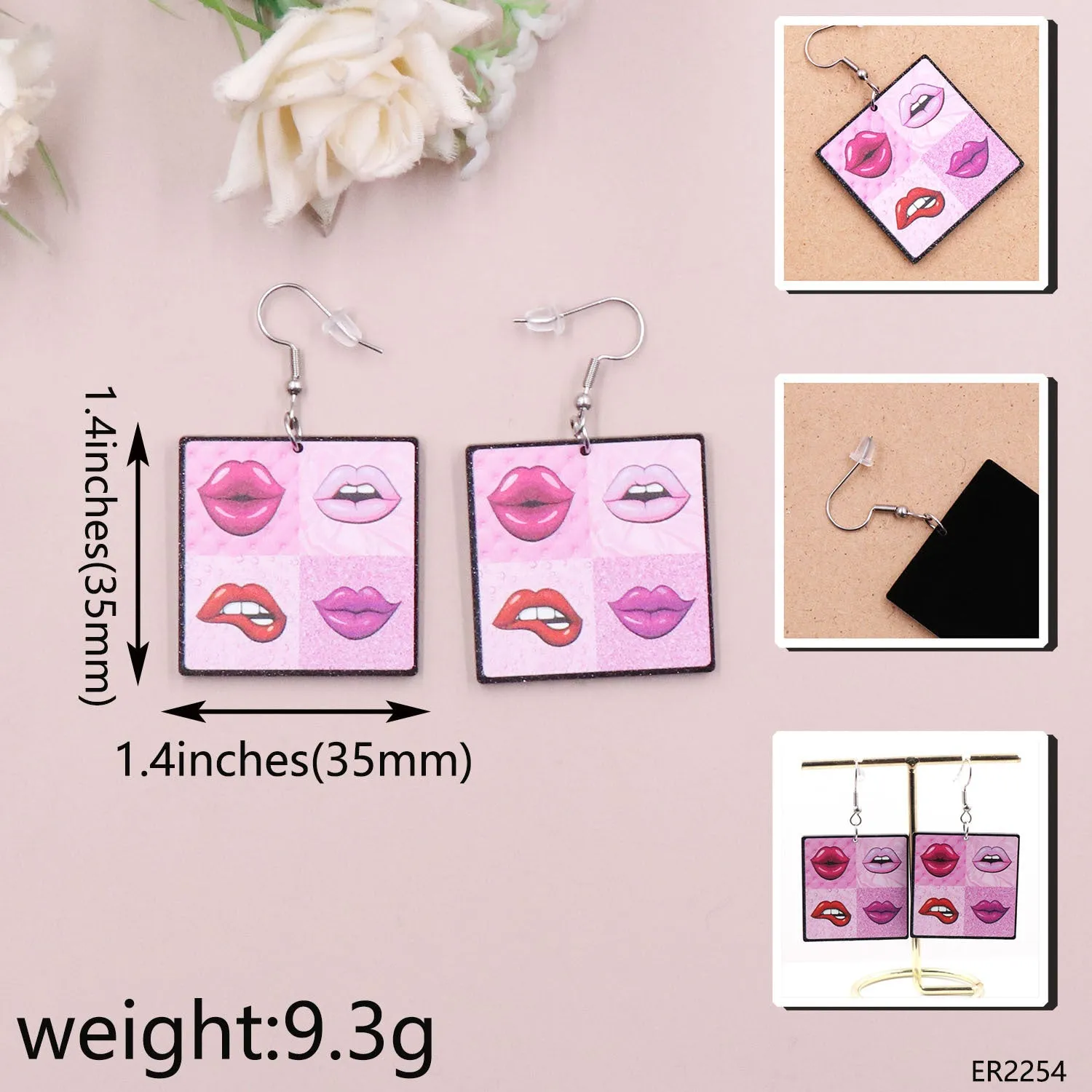 Wholesale Valentine's Day Lips Acrylic Earrings