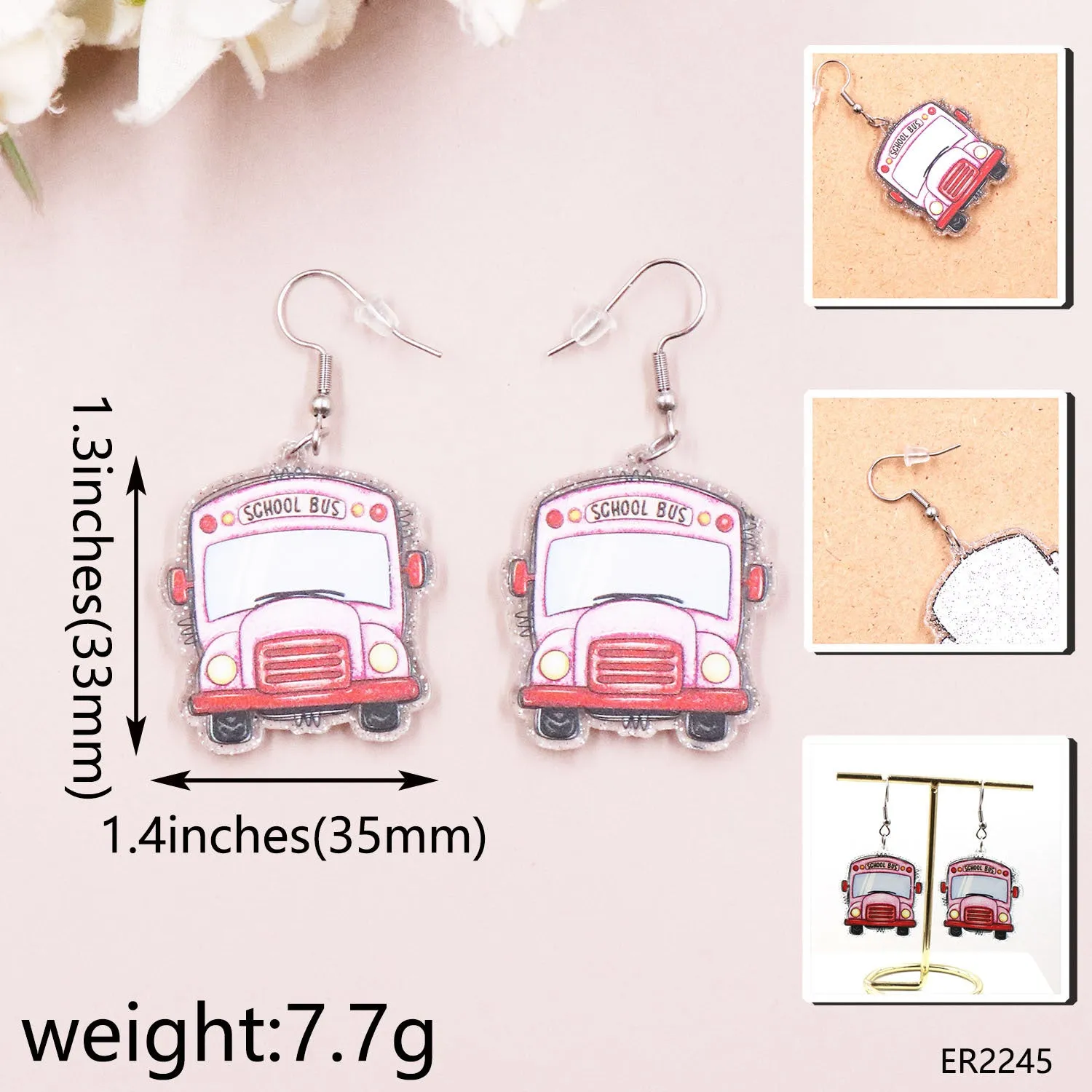 Wholesale Valentine's Day Love Bus Acrylic Earrings