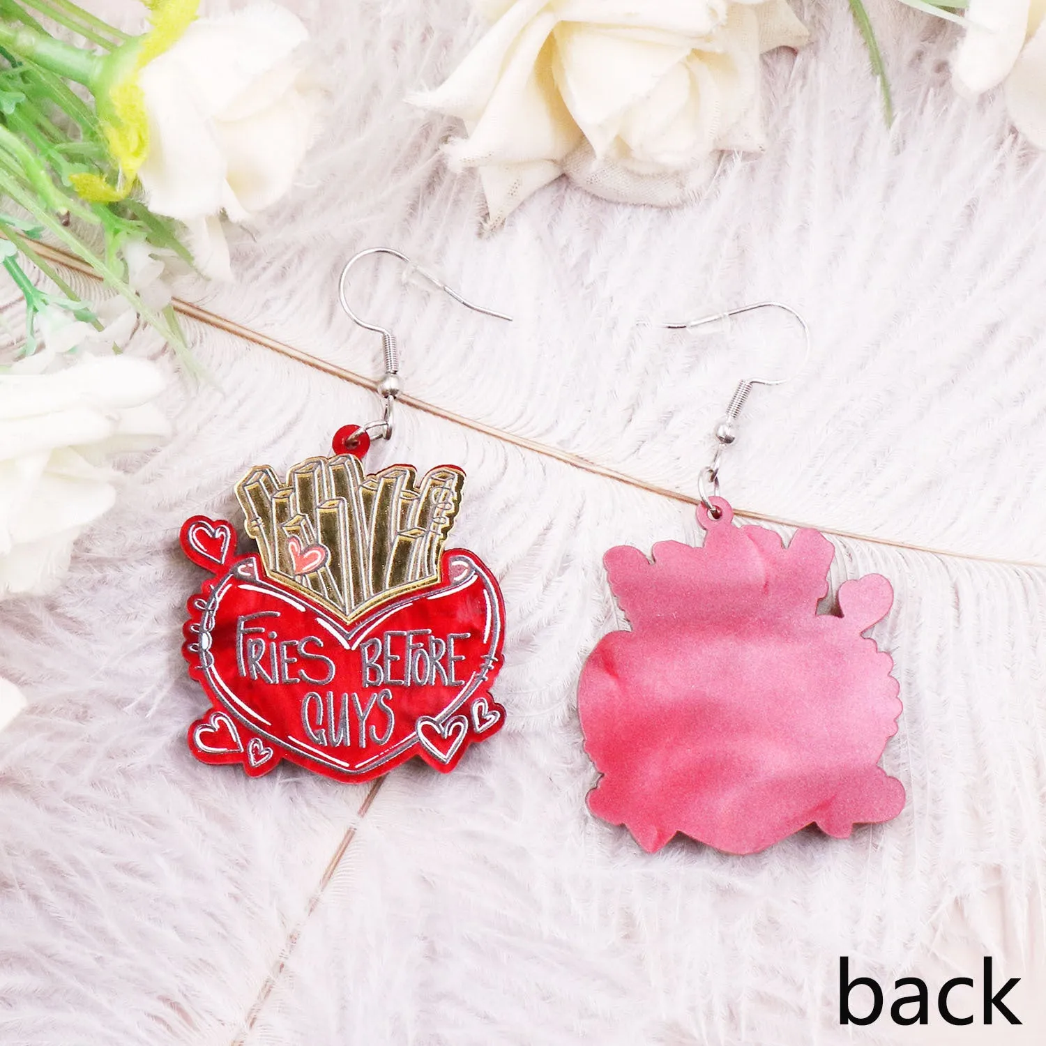 Wholesale Valentine's Day Love Chips Acrylic Earrings
