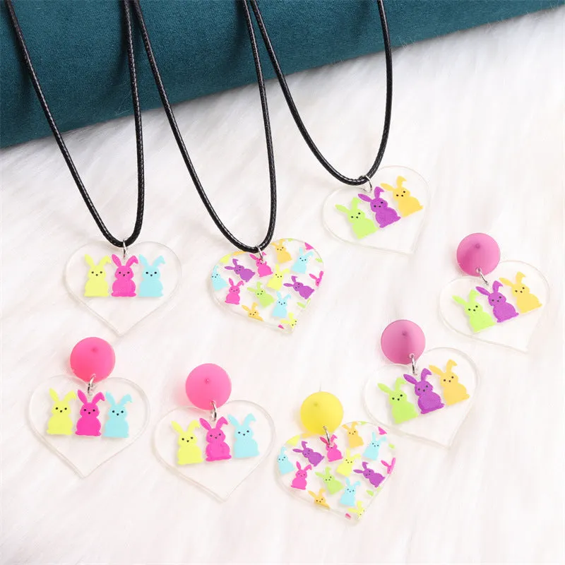 Wholesale Valentine's Day Love Colorful Rabbit Acrylic Earrings
