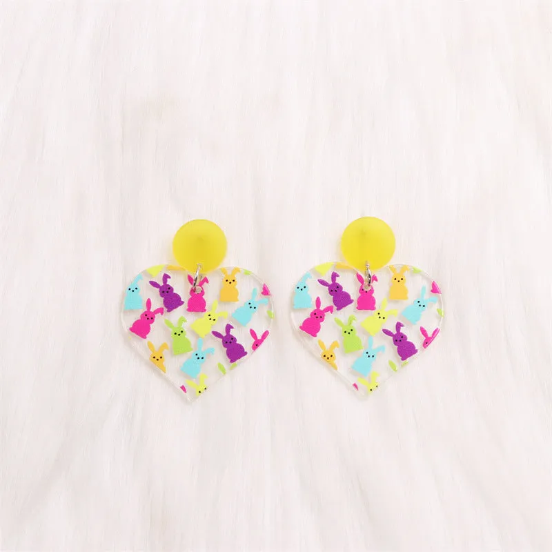 Wholesale Valentine's Day Love Colorful Rabbit Acrylic Earrings