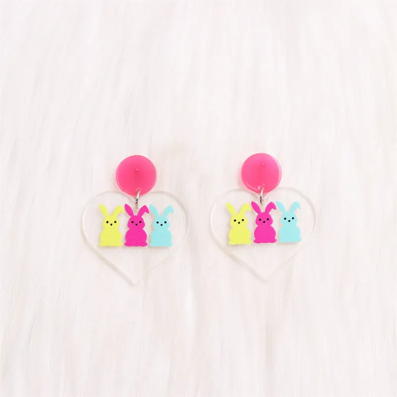 Wholesale Valentine's Day Love Colorful Rabbit Acrylic Earrings