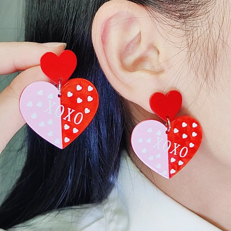 Wholesale Valentine's Day LOVE Contrasting Color Acrylic Earrings