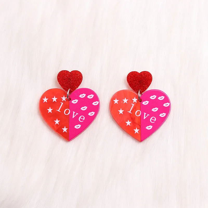 Wholesale Valentine's Day LOVE Contrasting Color Acrylic Earrings