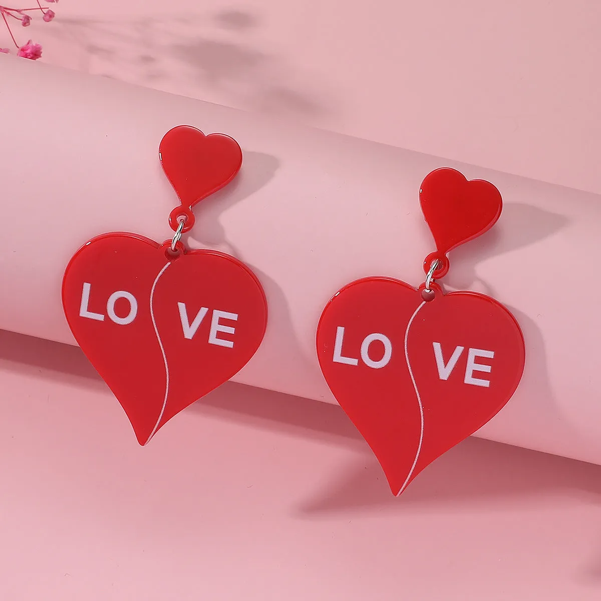 Wholesale Valentine's Day Love Flower Acrylic Earrings