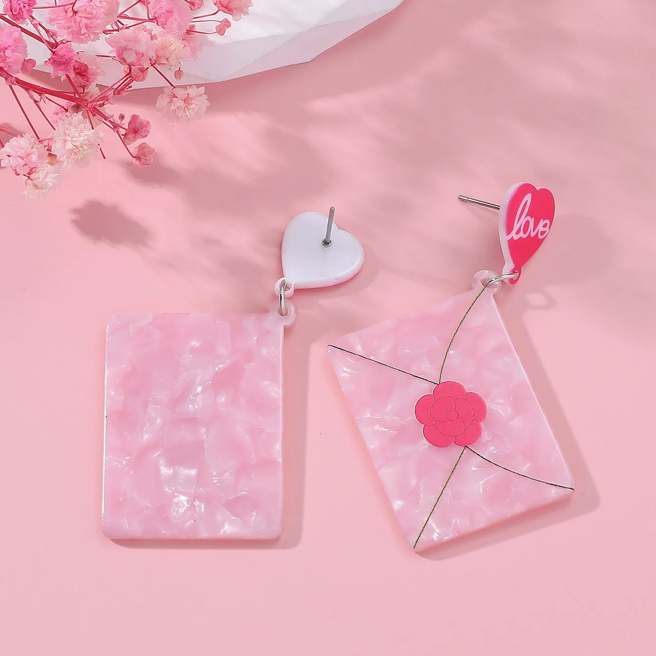 Wholesale Valentine's Day Love Flower Acrylic Earrings