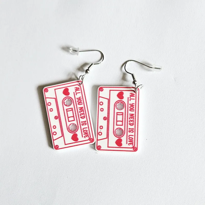 Wholesale Valentine's Day Love Game Console Tape Record Mobile Phone Acrylic Earrings