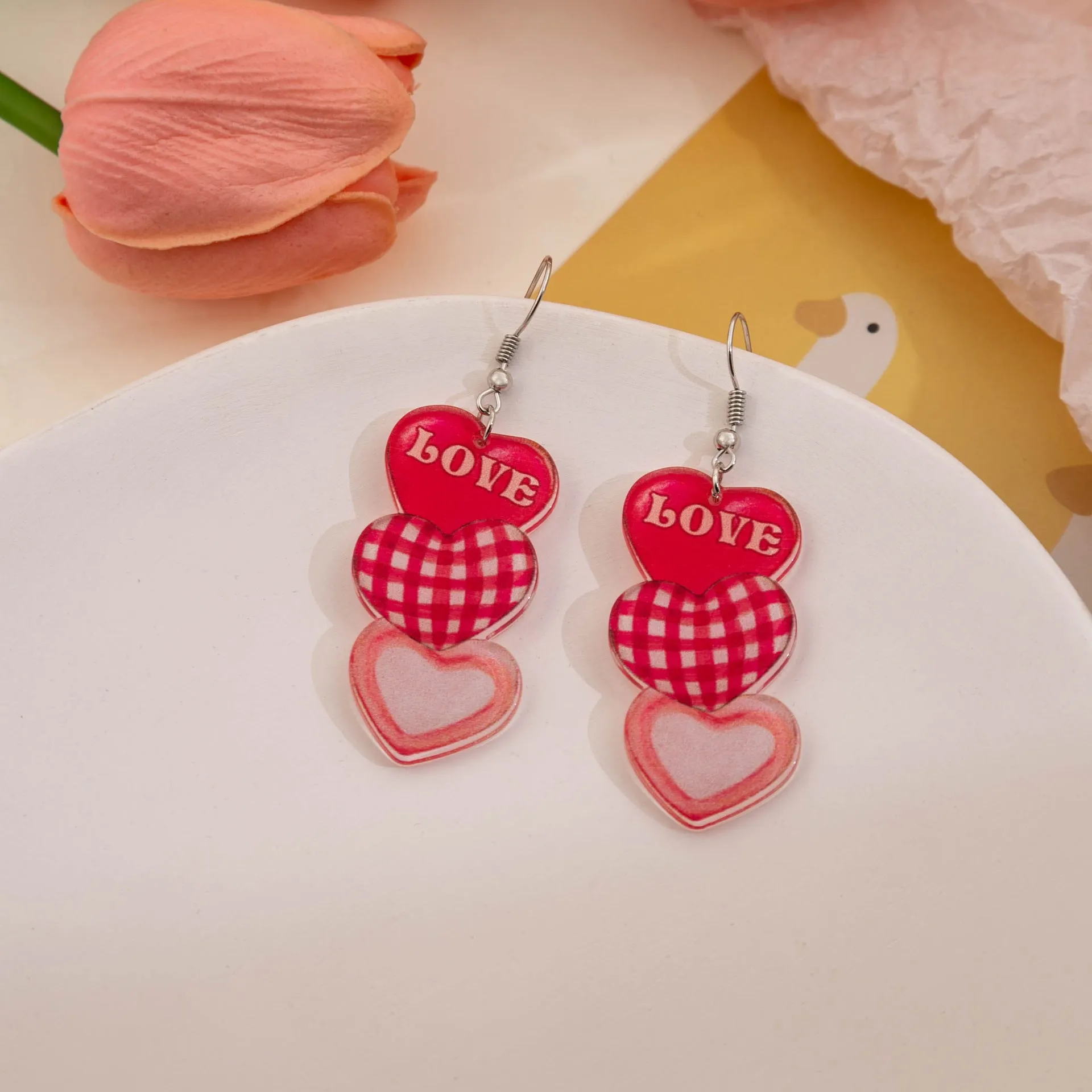 Wholesale Valentine's Day Love Gnome Flamingo LOVE Acrylic Earrings