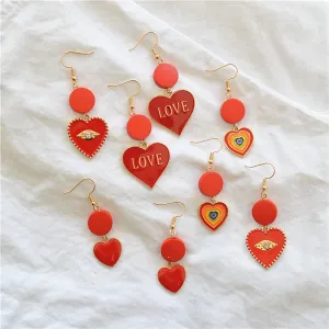 Wholesale Valentine's Day  Love Love Drop Oil Alloy Earrings