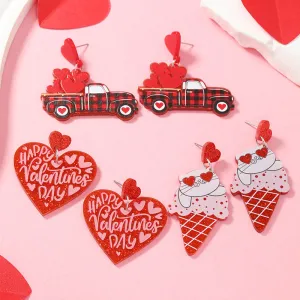 Wholesale Valentine's Day Love Plaid Automotive Acrylic Earrings