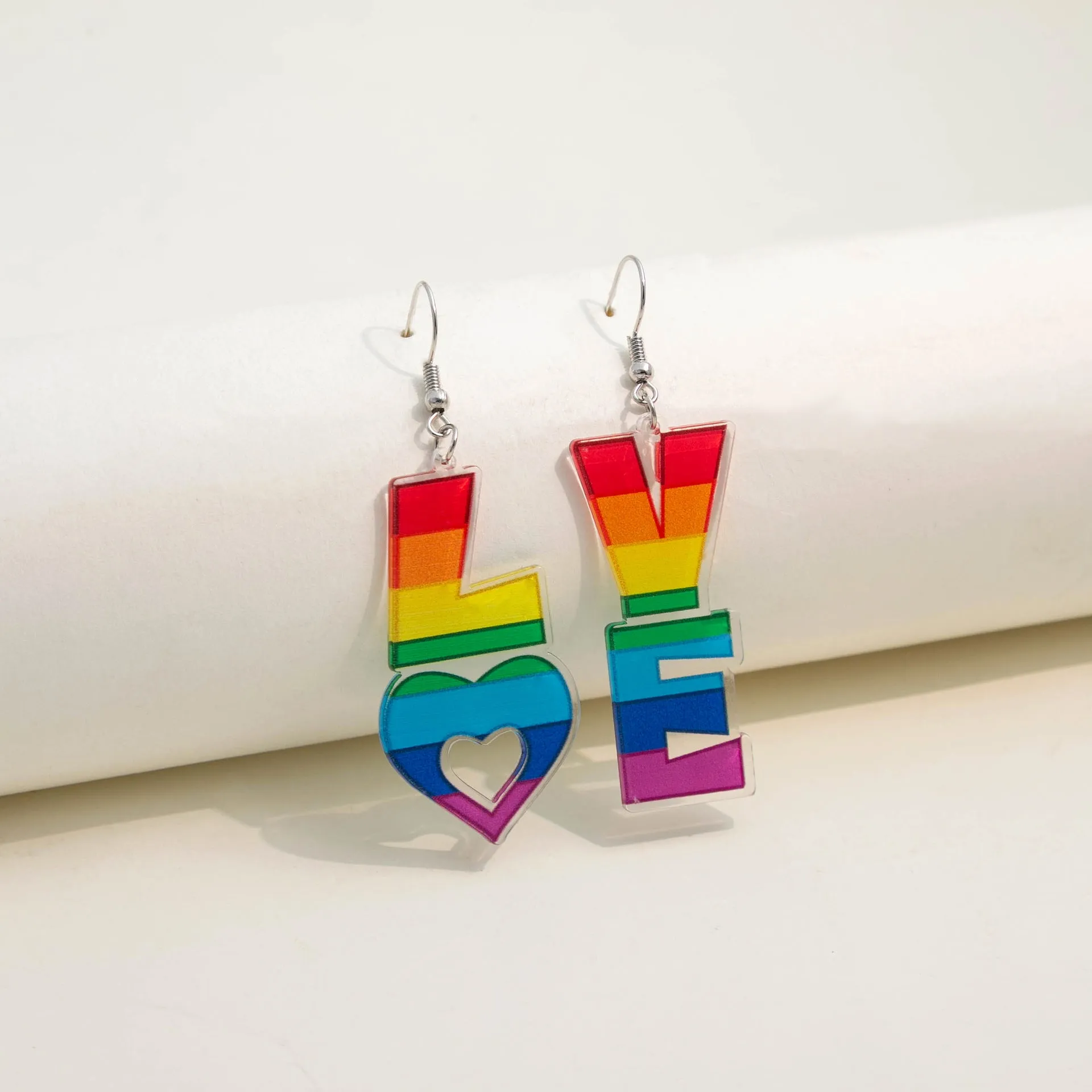 Wholesale Valentine's Day LOVE Rainbow Acrylic Earrings
