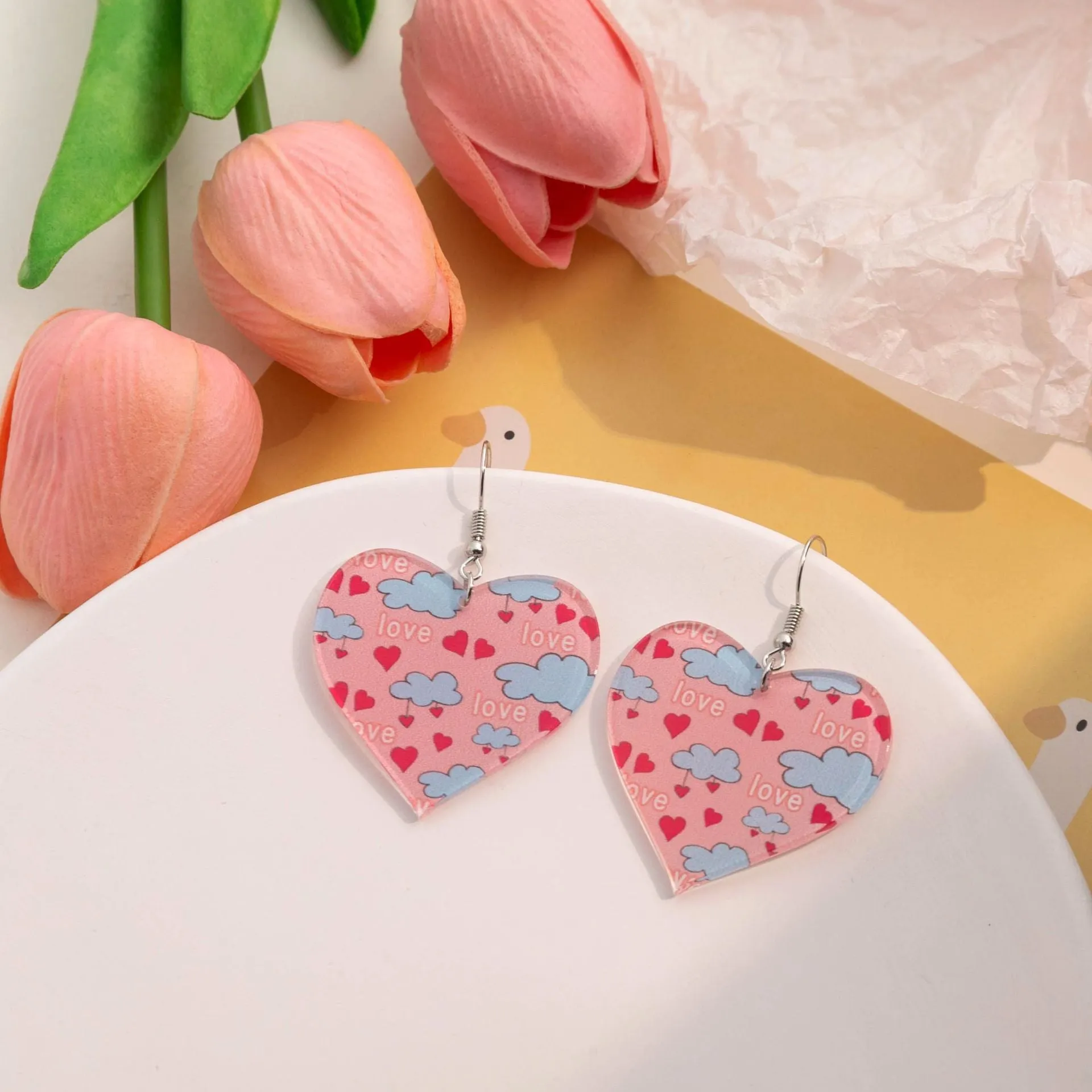 Wholesale Valentine's Day LOVE Rainbow Acrylic Earrings