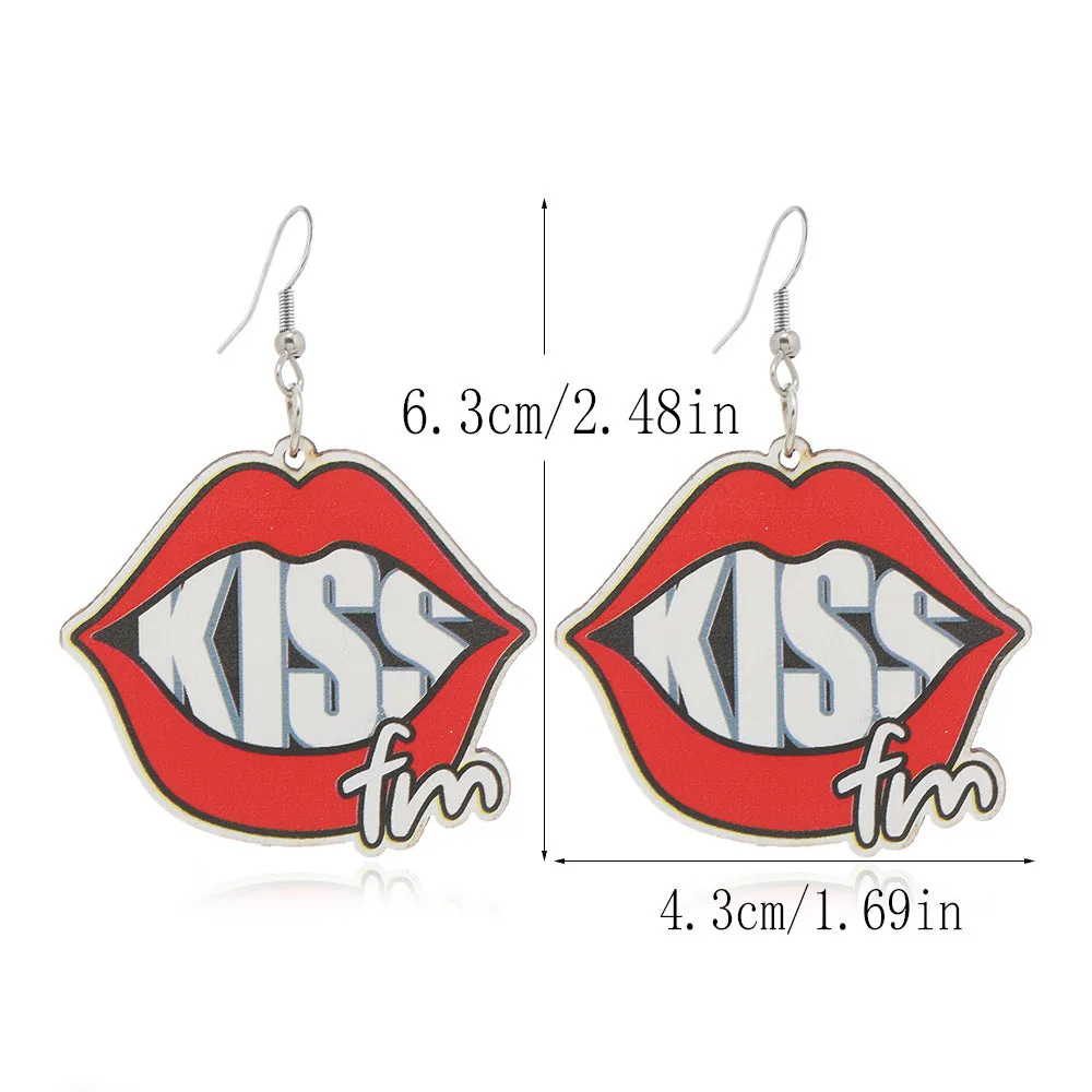 Wholesale Valentine's Day Love Truck Balloon Red Lip Wooden Earrings