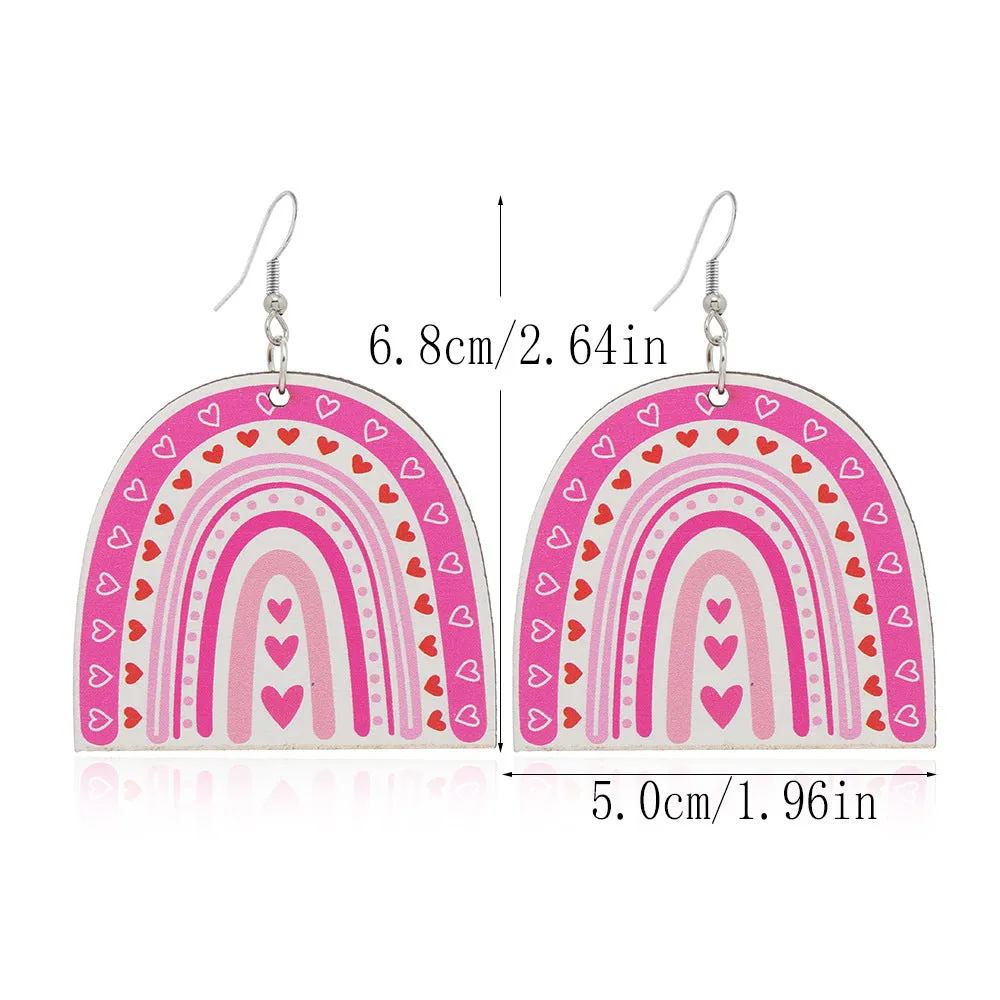 Wholesale Valentine's Day Love Truck Love Letter Printed Wooden Earrings