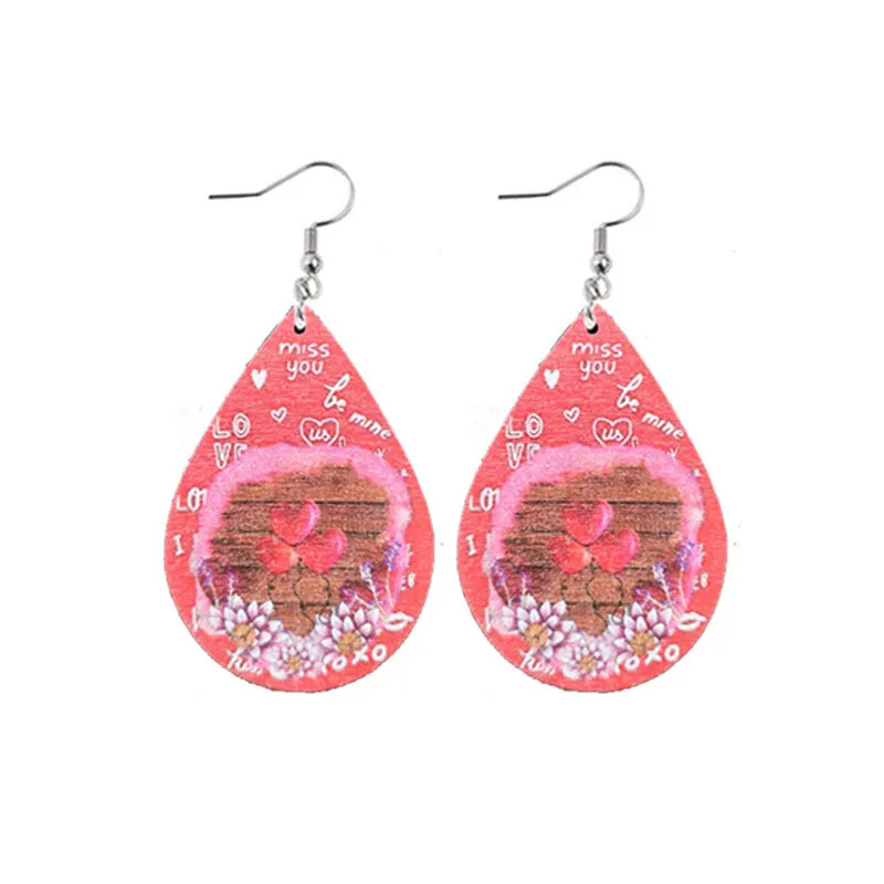 Wholesale Valentine's Day Love Wooden Earrings