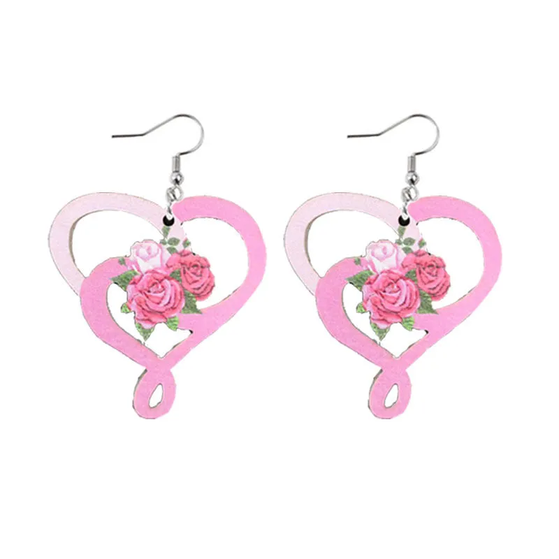 Wholesale Valentine's Day Love Wooden Earrings