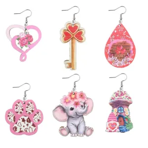 Wholesale Valentine's Day Love Wooden Earrings