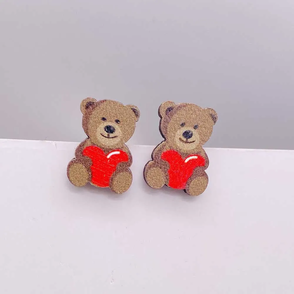 Wholesale Valentine's Day Pink Envelope Dwarf Rose Wooden Earrings