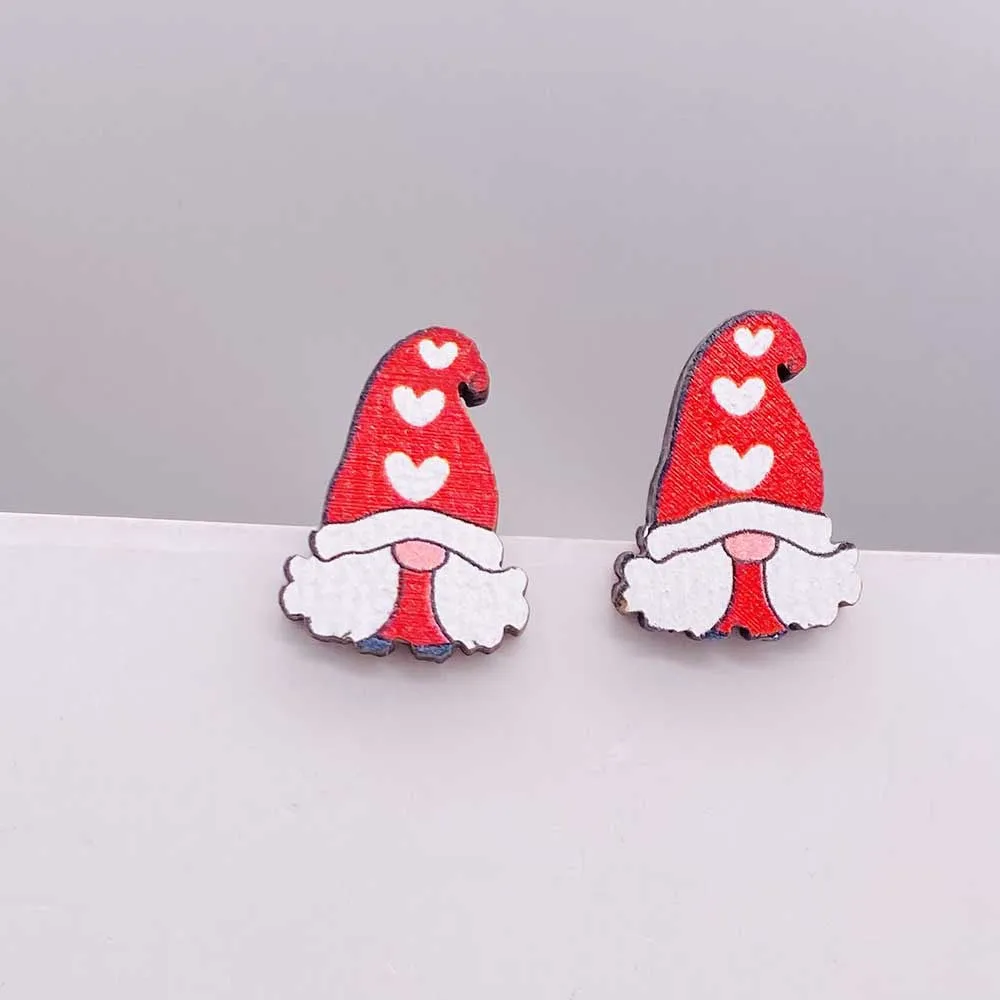 Wholesale Valentine's Day Pink Envelope Dwarf Rose Wooden Earrings