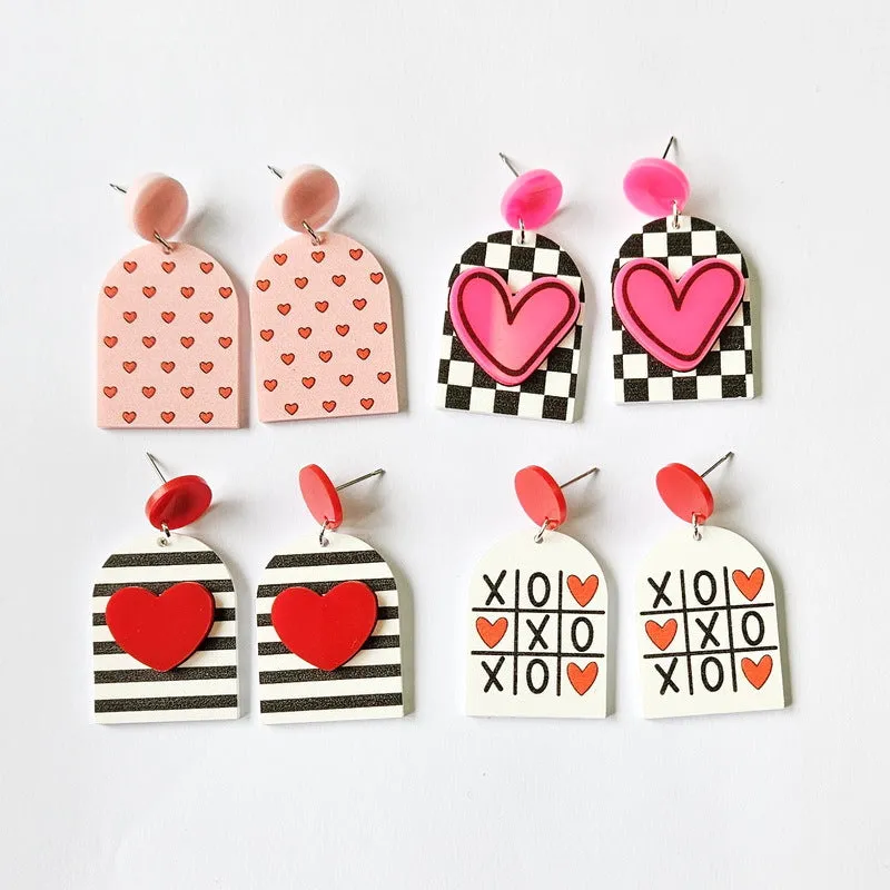 Wholesale Valentine's Day Pink Heart Coffee Cup Cupid Tape Earrings