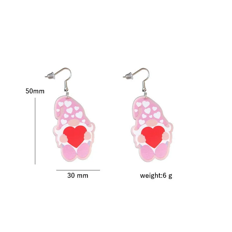 Wholesale Valentine's Day Pink Leopard Glitter Love Boots Rainbow Earrings