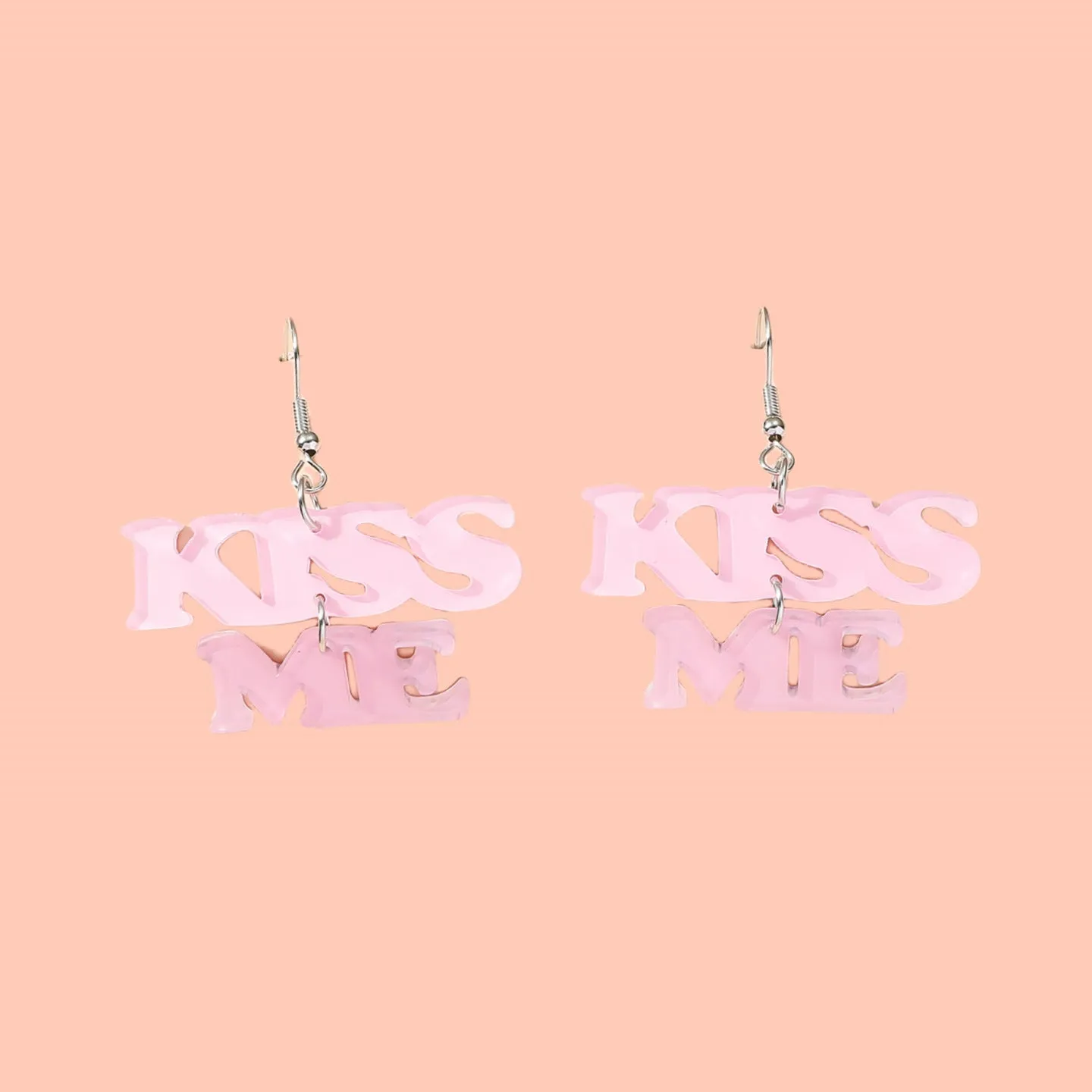 Wholesale Valentine's Day Pink Letter KISS ME Acrylic Earrings