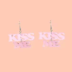 Wholesale Valentine's Day Pink Letter KISS ME Acrylic Earrings