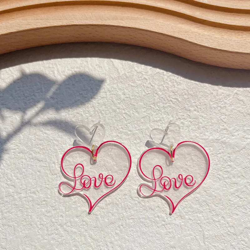 Wholesale Valentine's Day Pink Love Acrylic Earrings