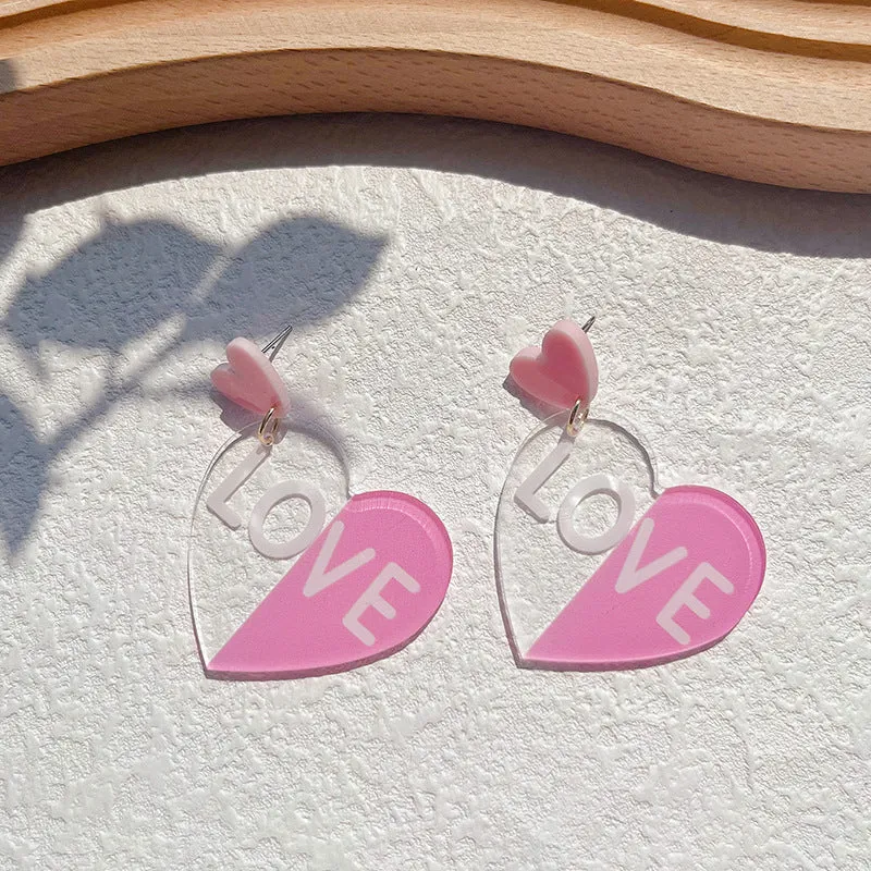 Wholesale Valentine's Day Pink Love Acrylic Earrings