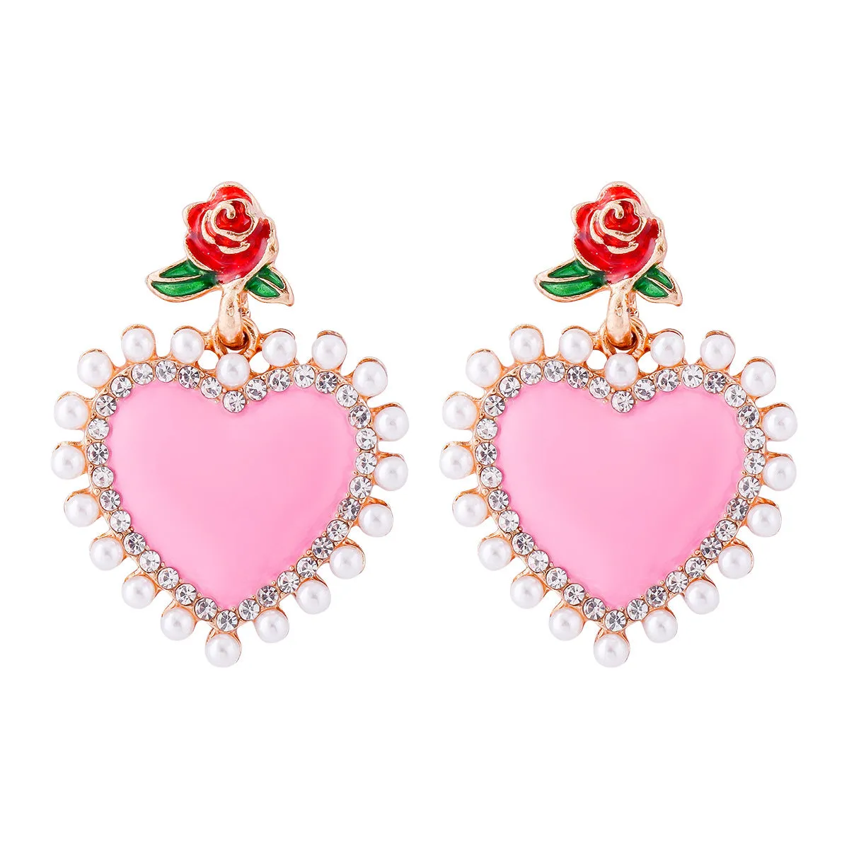 Wholesale Valentine's Day Pink Love Alloy Earrings